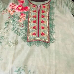 Embroidered LIV INTERIOR Cushion Cover Plum//Cream//Petrol